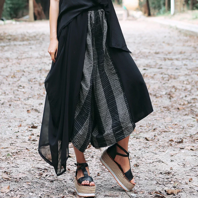 Летние джоггеры #0615 женские шифоновые широкие брюки с соединением Женская