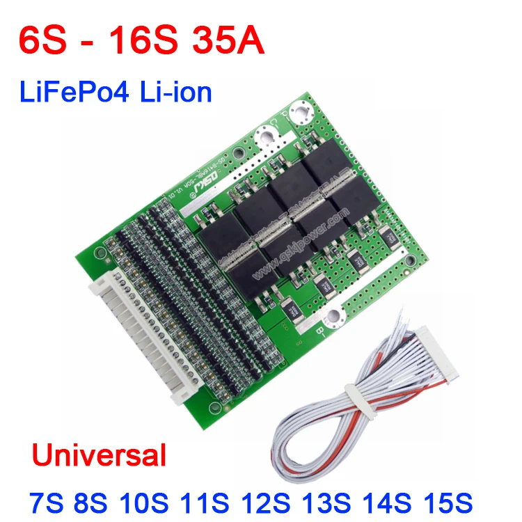 Защитная плата для литиевых батарей 6S 16S 35A Li Ion LiFePo4 BMS Balance 7S 8S 10S 13S 14S LiPo 12 В 24 в 36 48 60