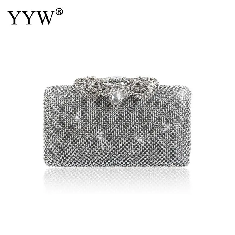 silver Роскошные женские сумки, дизайнерская женская сумка, золотой клатч, стразы, элегантный дневной клатч, женская вечерняя Серебряная Свадебная сумка - Цвет: silver
