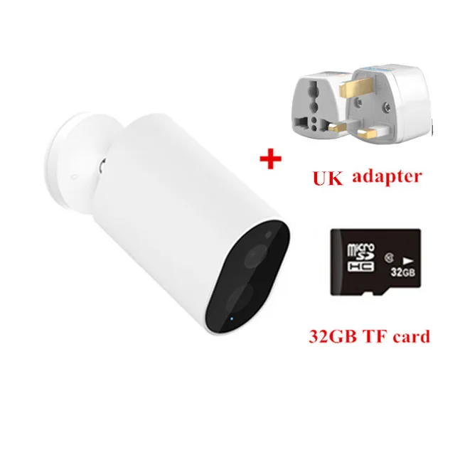 add UK adapter 32GB Xiaomi Mijia Смарт камера батарея шлюз F2.6 AI гуманоид обнаружения CMSXJ11A 1080P 120 градусов IP Беспроводная камера s Cam - Цвет: add UK adapter 32GB