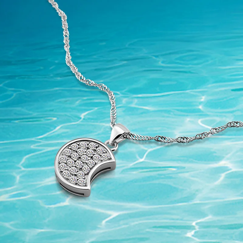 Women's necklaces 925 sterling silver fashion goddess accessories Shiny zircon moon necklaces. birthday present | Украшения и