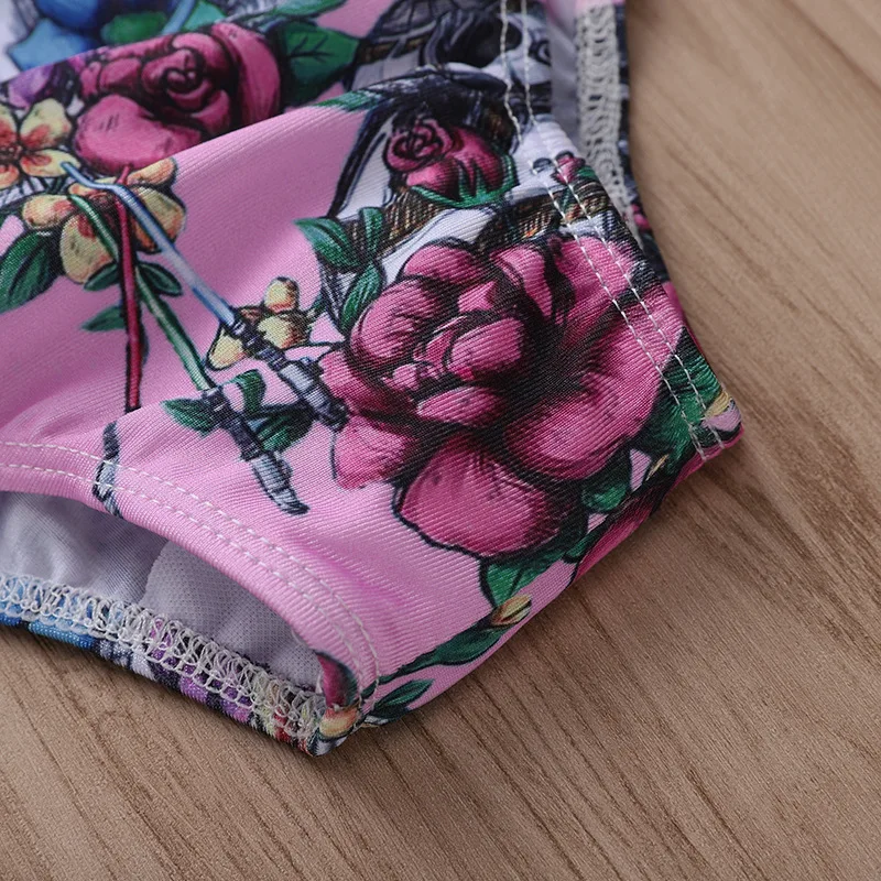 Детский купальник на бретельках бикини с цветочным принтом для девочек 1 шт. лето