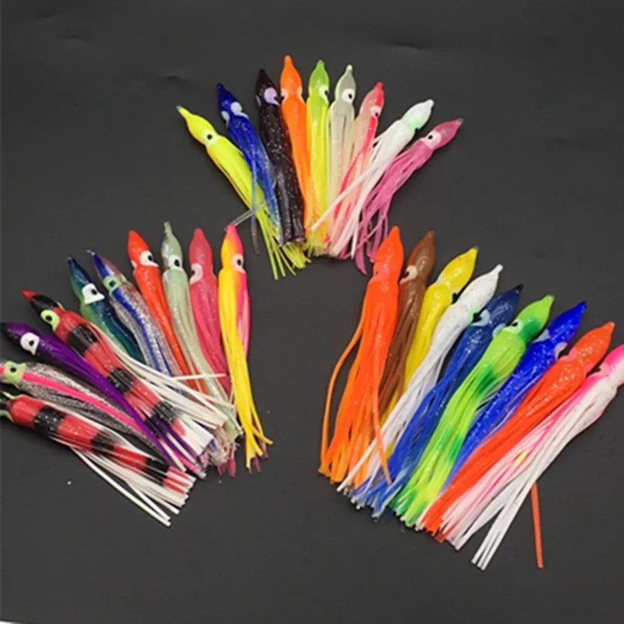 

10 шт. * 9 см/10 см/12 см мягкие силиконовые рыболовные приманки осьминог Кальмар приманка с юбкой соленой осьминог приманки Морская рыбалка на к...