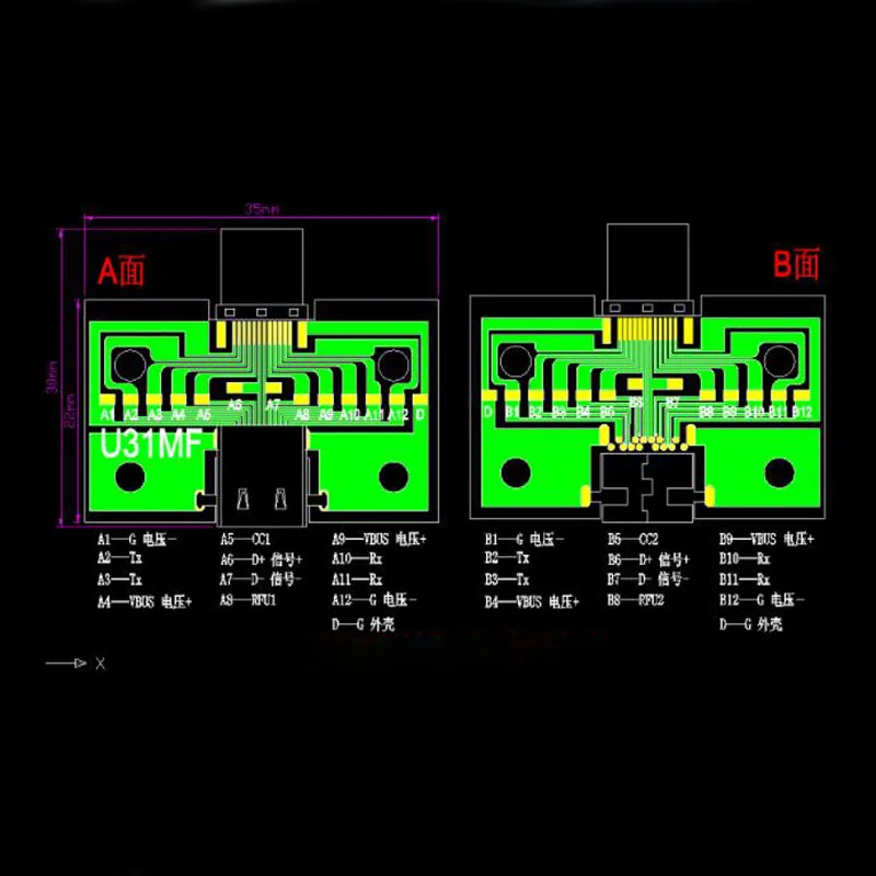 2 шт. тестовая Плата USB 3.1 type C папа мама|connector female|type c cconnector male female |