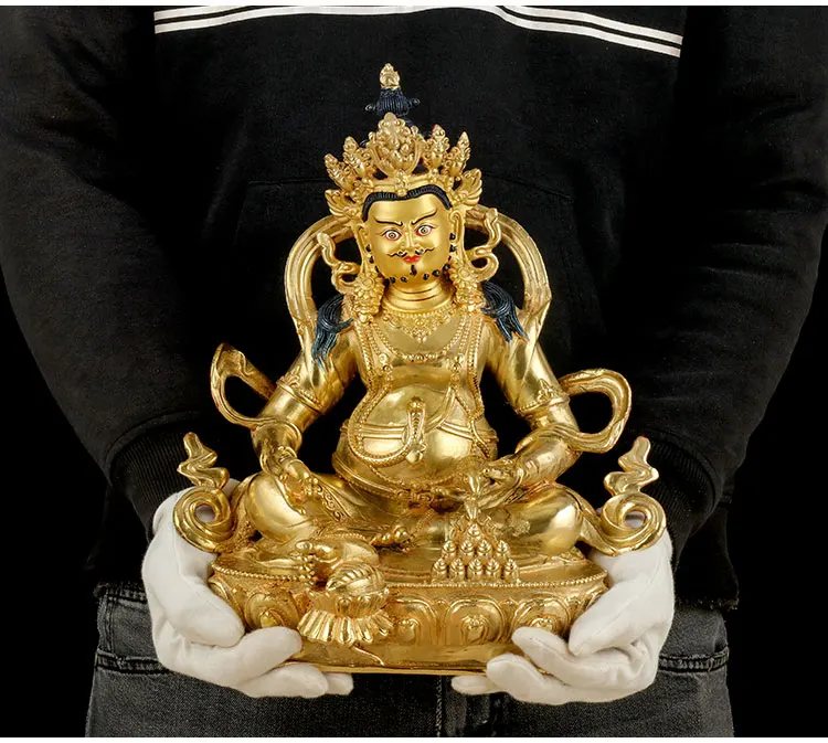 

31CM Large High grade gilding Buddha statue- bring wealth HOME family talisman Tibetan Nepal Yellow Jambhala fortune god Buddha