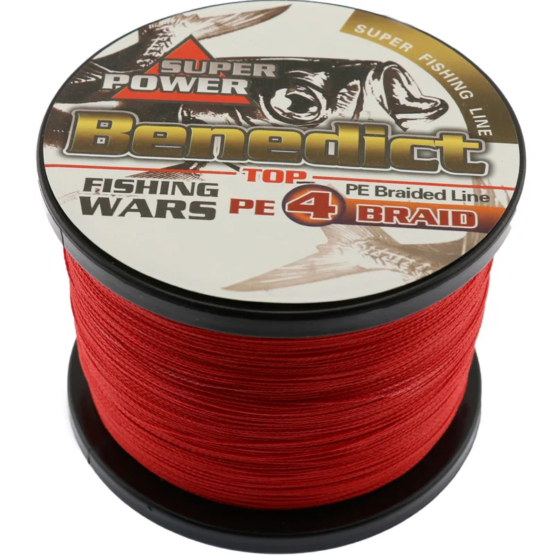 Новый Япония Multifilament 100% ПЭ очень сильный плетеная леска 1000 м 4 пряди spectra красный