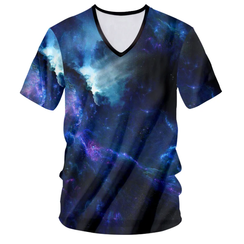 Футболка UJWI мужская с V-образным вырезом рубашка в стиле хип-хоп коротким рукавом