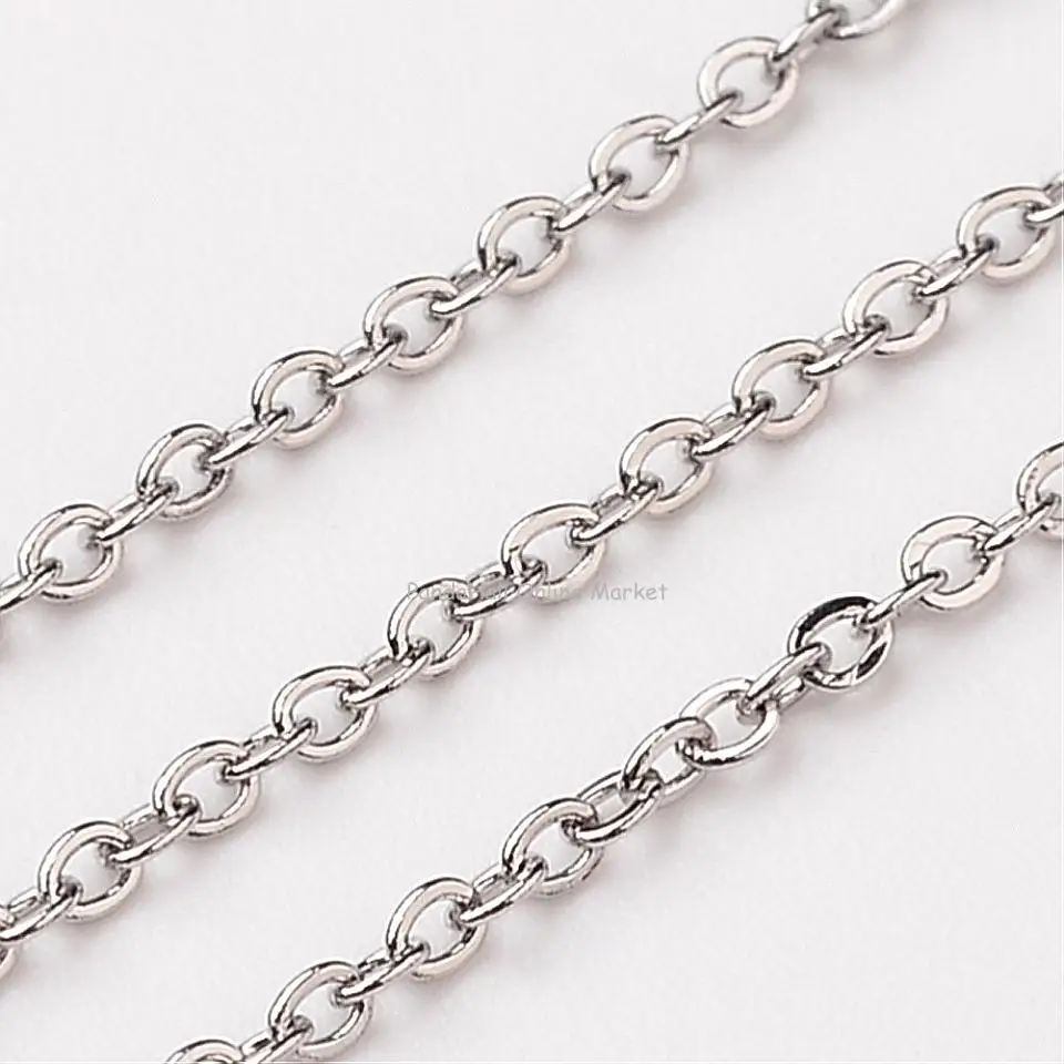 

10m 2x1.5x0.4mm 316 Stainless Steel Cross Chains Decorative Rolo Chain for Jewelry Making DIY Bracelet Stainless Steel Color