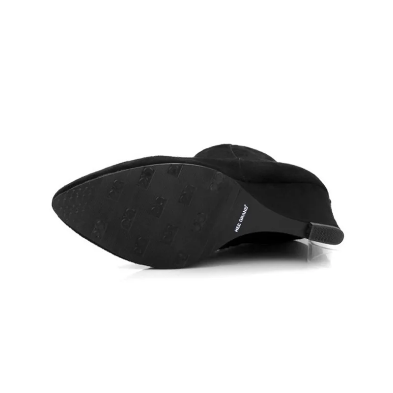 HEE GRAND/2017 г. Зимние женские ботильоны Новая Осенняя обувь из флока на высоком