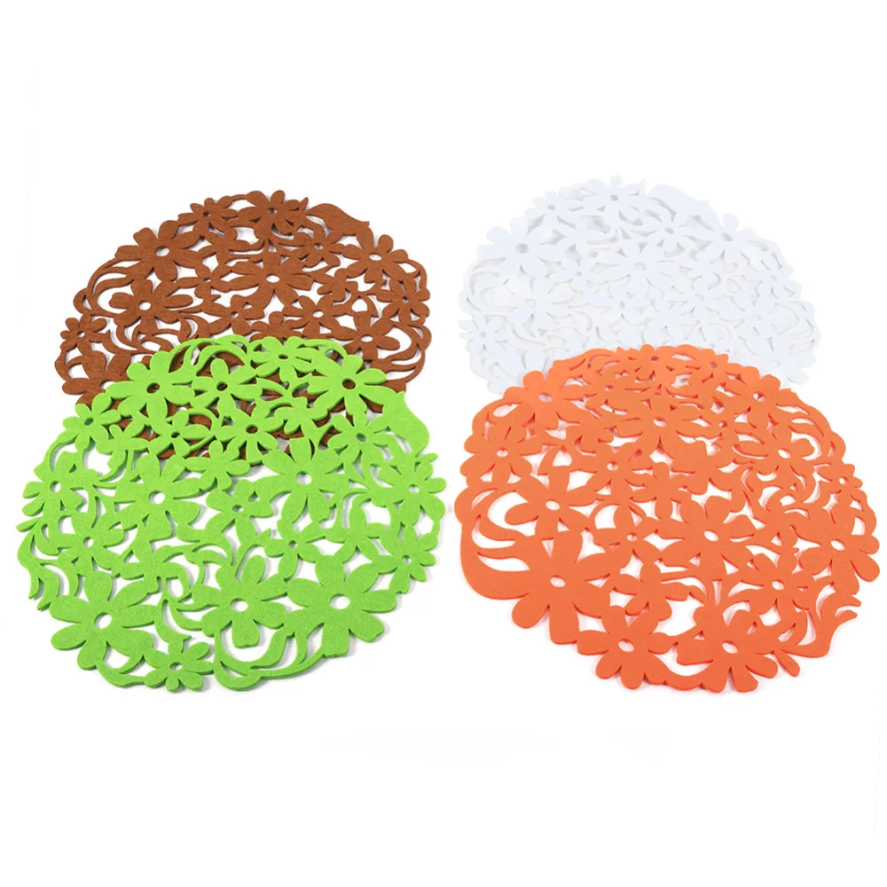 4 шт./компл. полый кружевной коврик для стола круглая Силиконовая Термостойкая