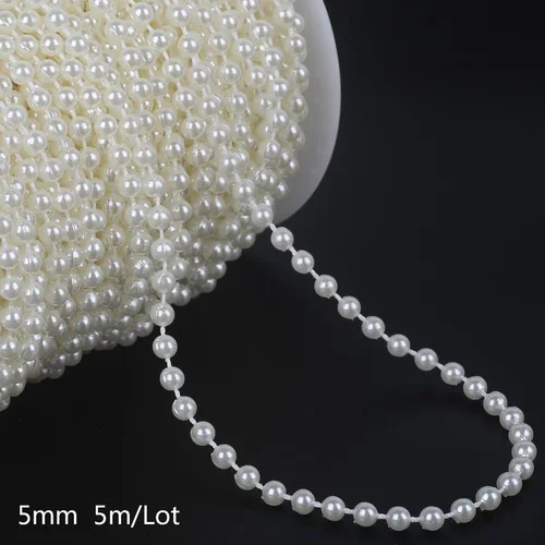 5mm 5m Много размеров 2-10 м/уп. ABS имитация жемчуга бусины цепь отделка для DIY Свадебная вечеринка украшения ювелирных изделий Ремесло АКСЕССУАРЫ - Цвет: 5mm 5m