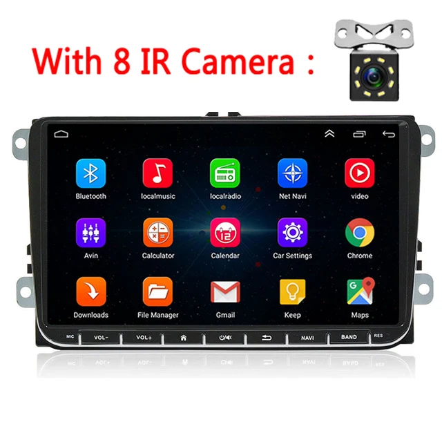 With 8 IR Camera AMPrime 2 din Автомобильный мультимедийный плеер " Android Авторадио gps навигация Bluetooth стерео Mirrorlink WiFi FM Радио Автомобильная камера - Цвет: With 8 IR Camera