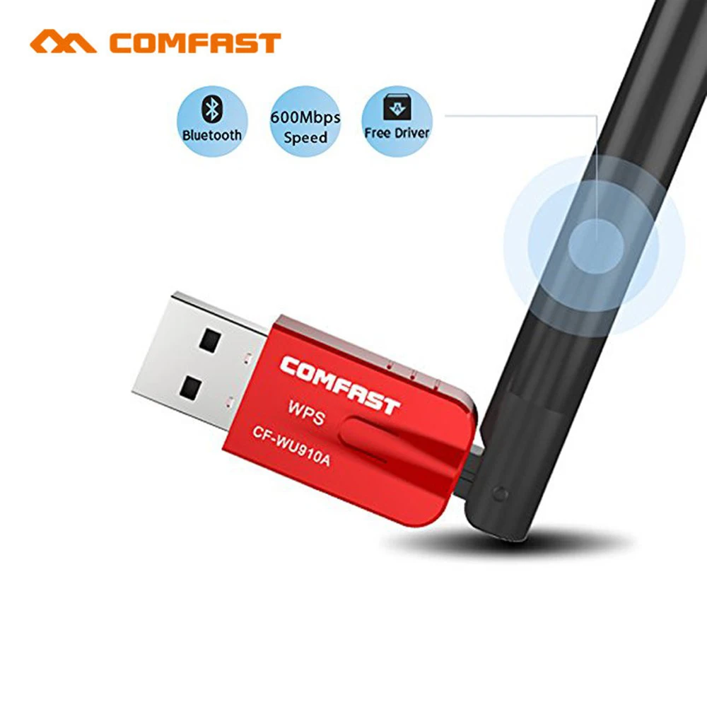 Comfast Беспроводной Вай Фай адаптер CF WU910A Dual Band 2 4/5 8 ГГц USB 600 Мбит/с Wi Fi приемник с