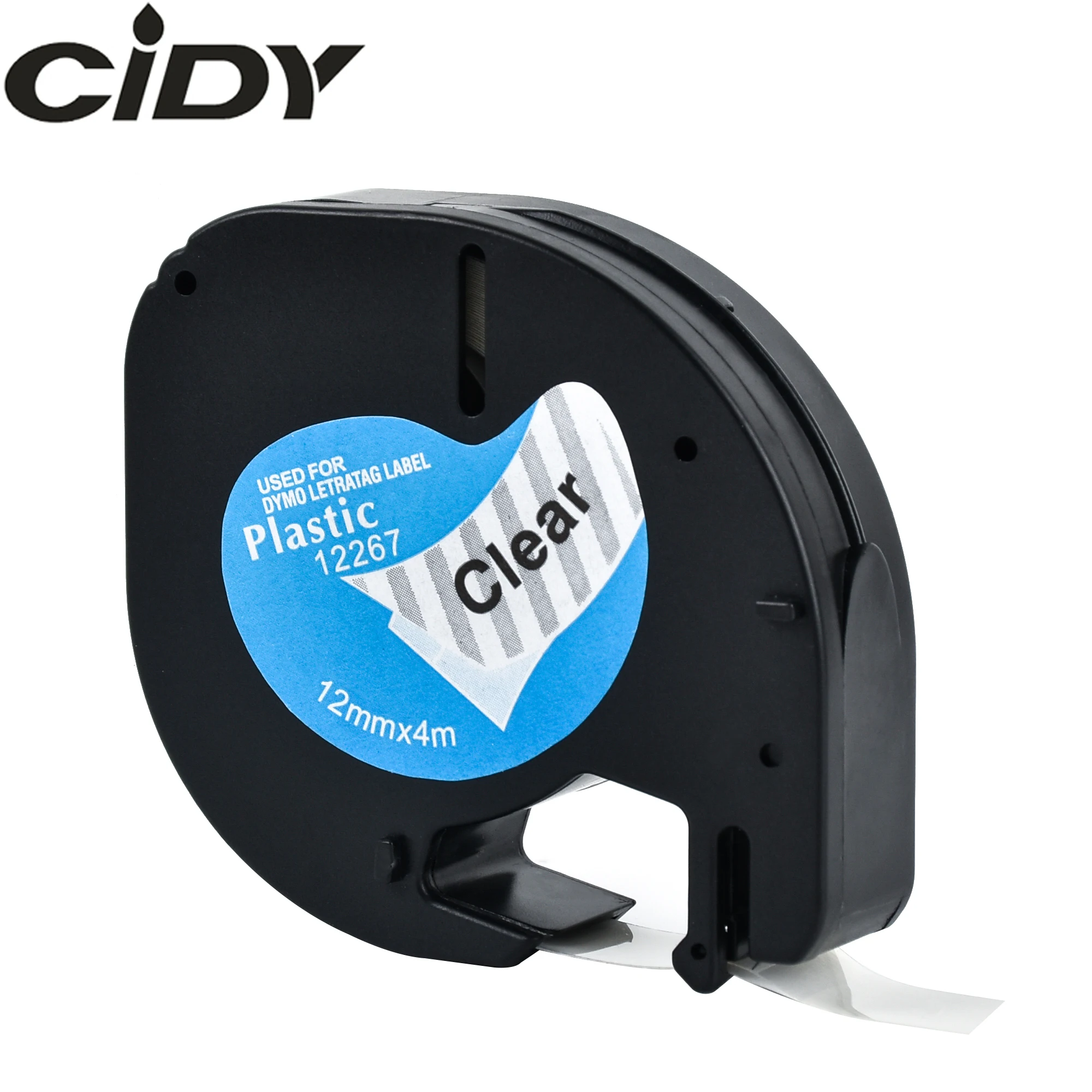 Совместимая с CIDY 12 мм черная на прозрачной ленте Dymo Letratag LT 16952 16951 12267 12268 для