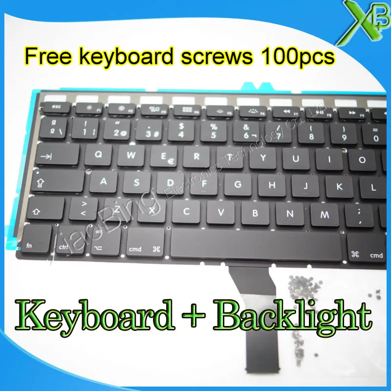 Brand New SP Spanish keyboard+Backlight Backlit+100pcs keyboard screws For MacBook Air 13.3&quot A1369 A1466 2010-2015 Years | Компьютеры