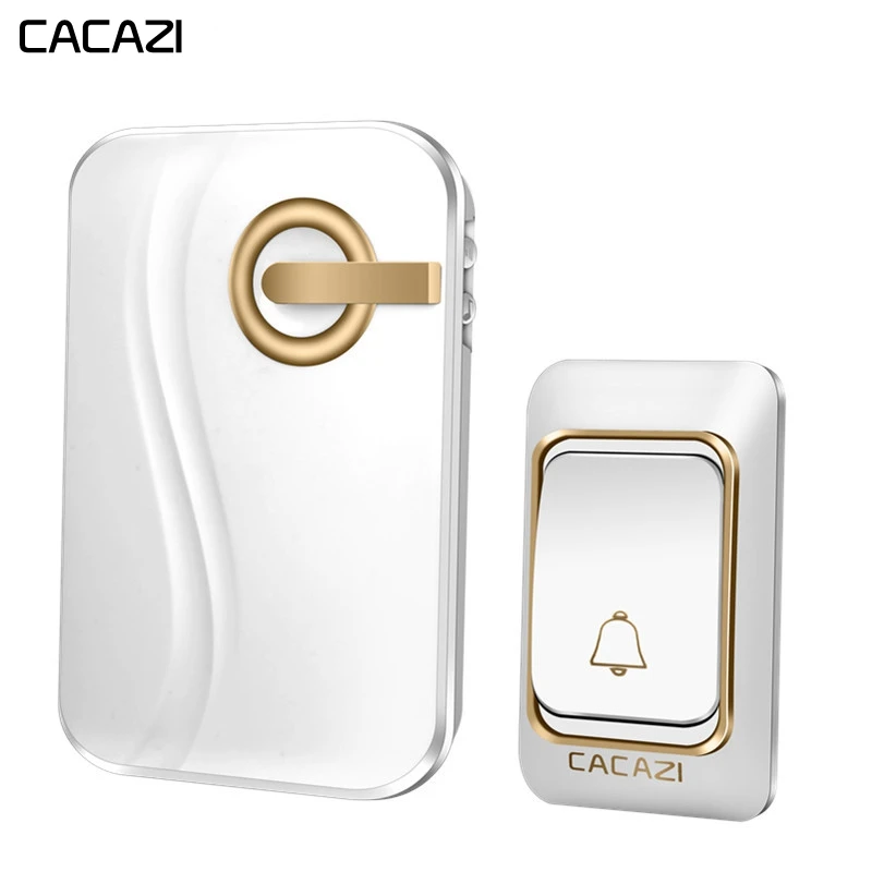Беспроводной дверной звонок CACAZI работающий от аккумулятора постоянного тока