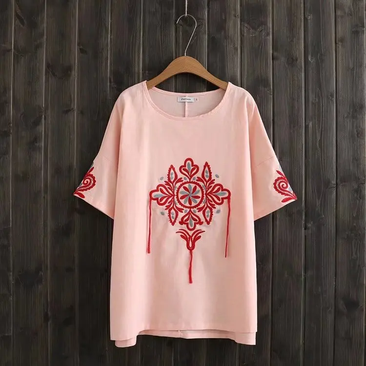 OMCHION лоскутное Ретро Народная вышивка летние топы 2018 Повседневное свободные Blusa