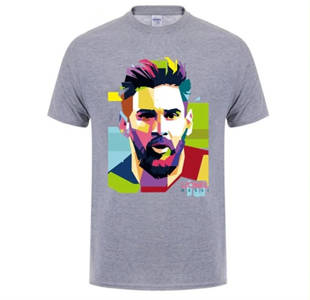 Мужские футболки с коротким рукавом MESSI из 100% хлопка для фанатов джерси в