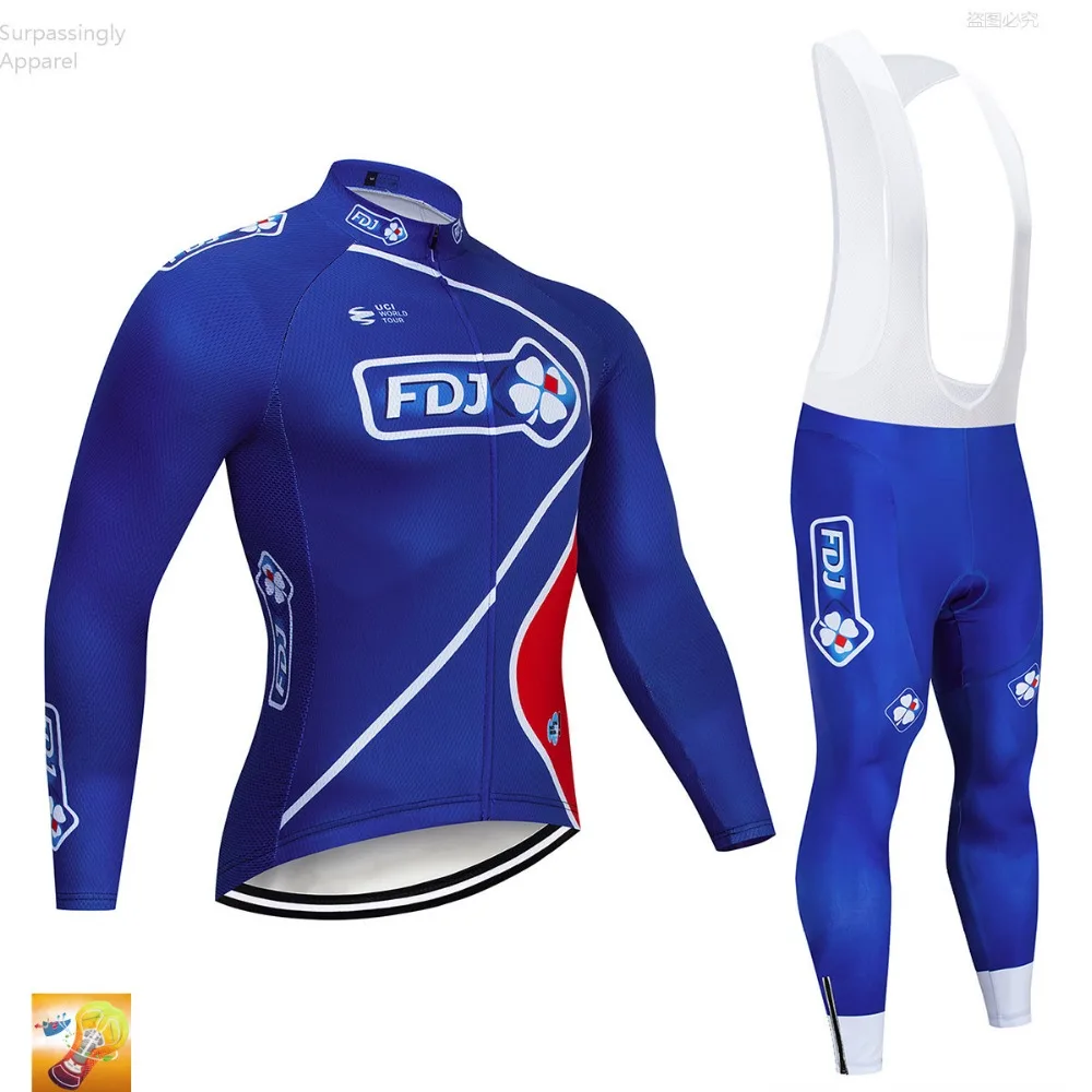 Осень 2019 синий FDJ велосипедная одежда велосипед брюки комплект Ropa Ciclismo мужчины