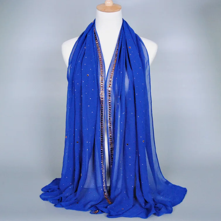 2016 Роскошная майка хиджаб мусульманские женские шарфы чешские Стразы блестящая