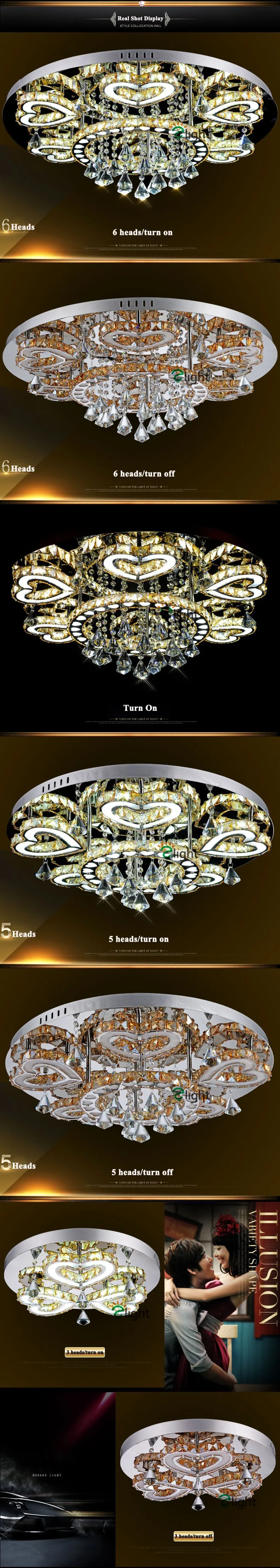 Роскошный современный Lustre De хрустальный потолок Led хромированная люстра зеркальная сталь романтичный акриловый дизайн сердца люстра светильник