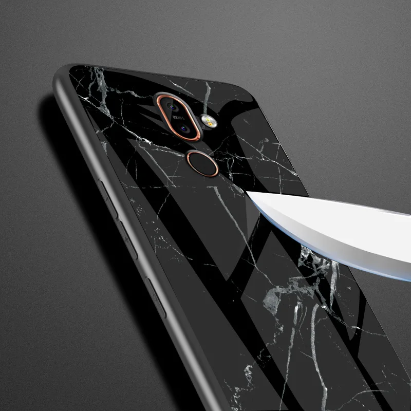 Чехол для Nokia 7 Plus Роскошный Мраморный зернистый Твердый защитный чехол из