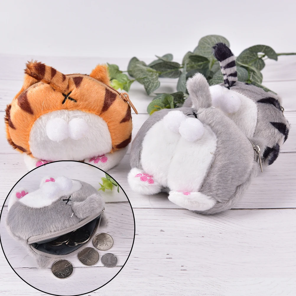 Kawaii Женский мини милый кот хвост плюшевый Кошелек для монет сумка Para Monedas
