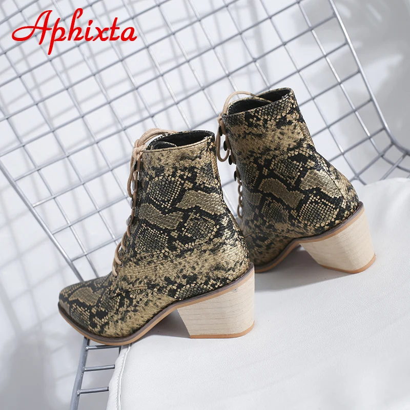 Сапоги Aphixta женские ботинки женская обувь ботильоны со змеиным принтом