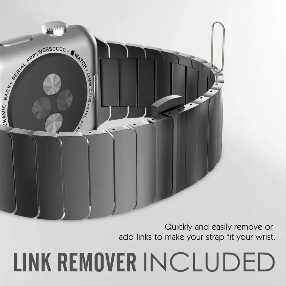 Ремешок из нержавеющей стали для Apple watch 5 ремешок 44 мм 40 iwatch 42 38 Бабочка Пряжка