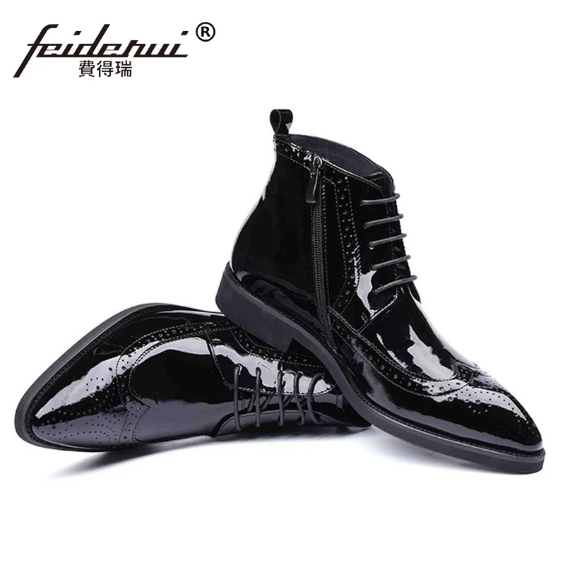 Броги мужские в британском стиле свадебные туфли оксфорды резные с закрытым