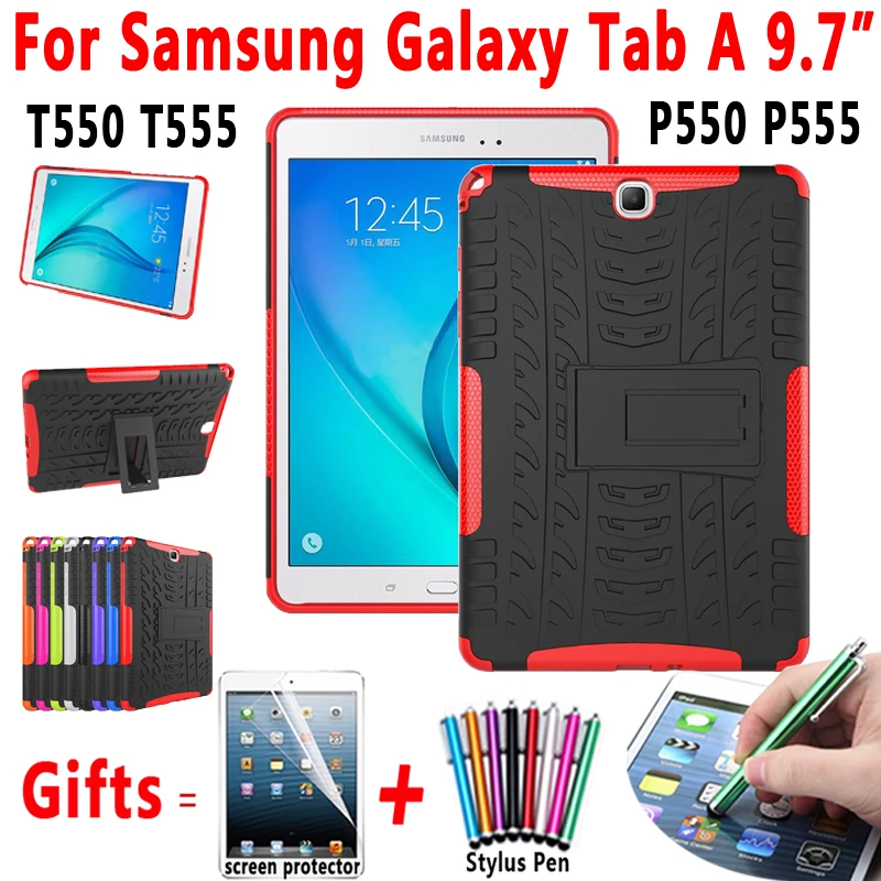 Сверхпрочный армированный силиконовый чехол с подставкой для Samsung Galaxy Tab A 9 7 T550 T555