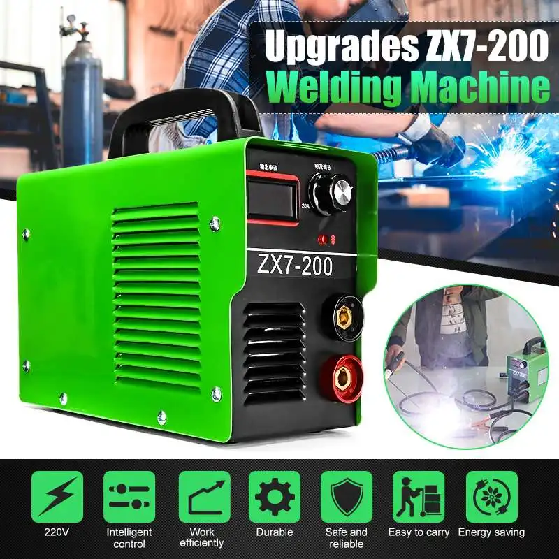 Портативный ZX7-200 220V 20A-200A мини IGBT сварочный аппарат дуговой сварки полуавтоматическая инвертор ЖК-дисплей паяльный инструмент