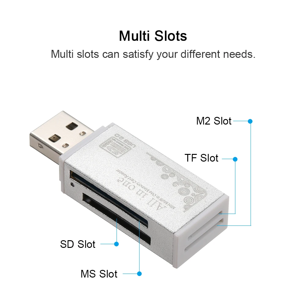 Кардридер Все в одном кардридер USB 2 0 мини портативный для SD/TF/MS micro(M2) компьютерные