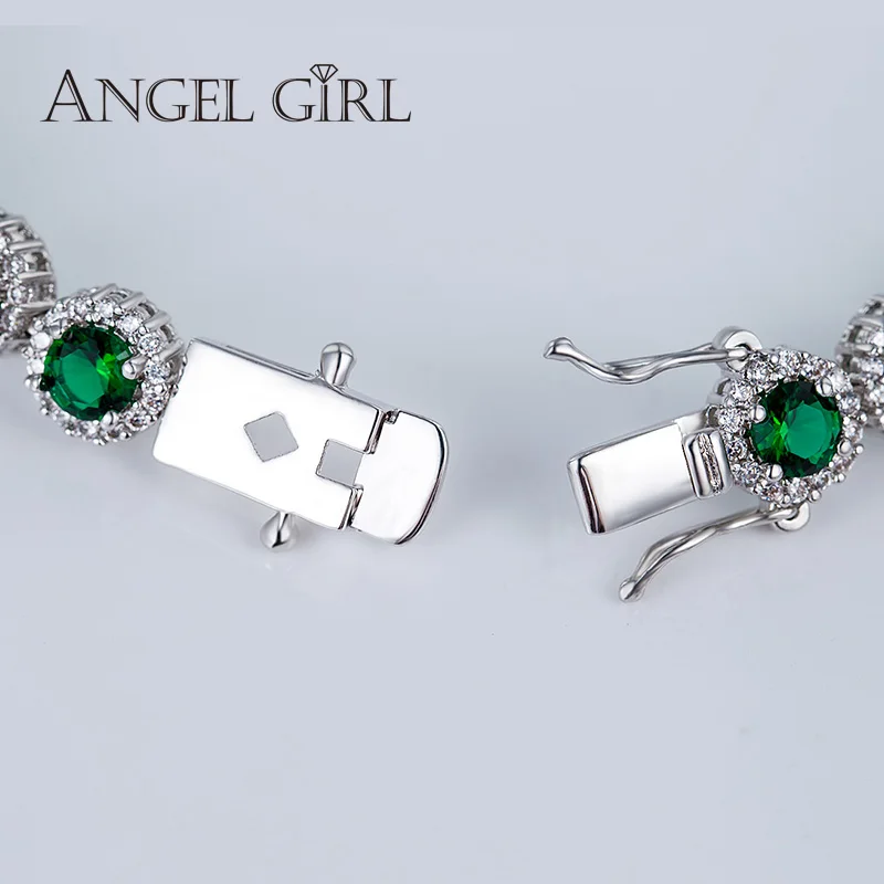Angel Girl модный круглый белый золотой цвет роскошный зеленый кубический цирконий