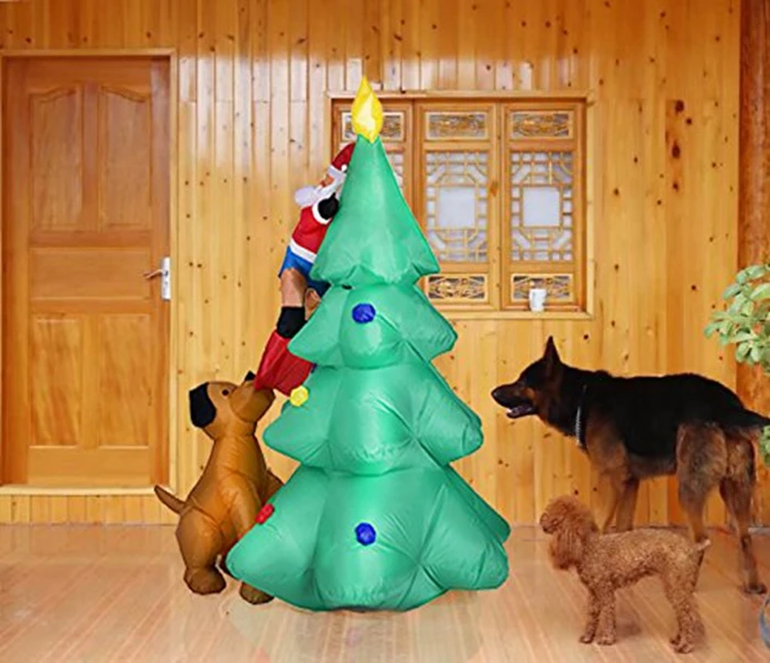 6 футов надувная Рождественская елка с Сантой преследуемая собакой для двора