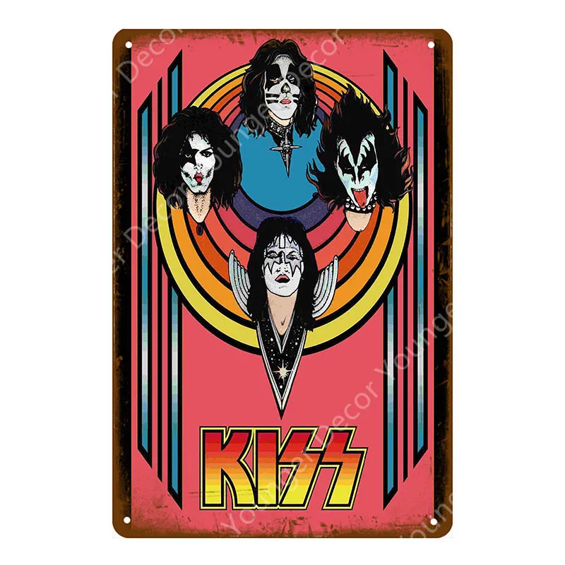 YD6501F Музыка рок винтажные металлические знаки плакат Kiss Band табличка настенные стикеры украшение дома Классическая Роспись Тарелка бар клуб Декор - Цвет: YD6501F