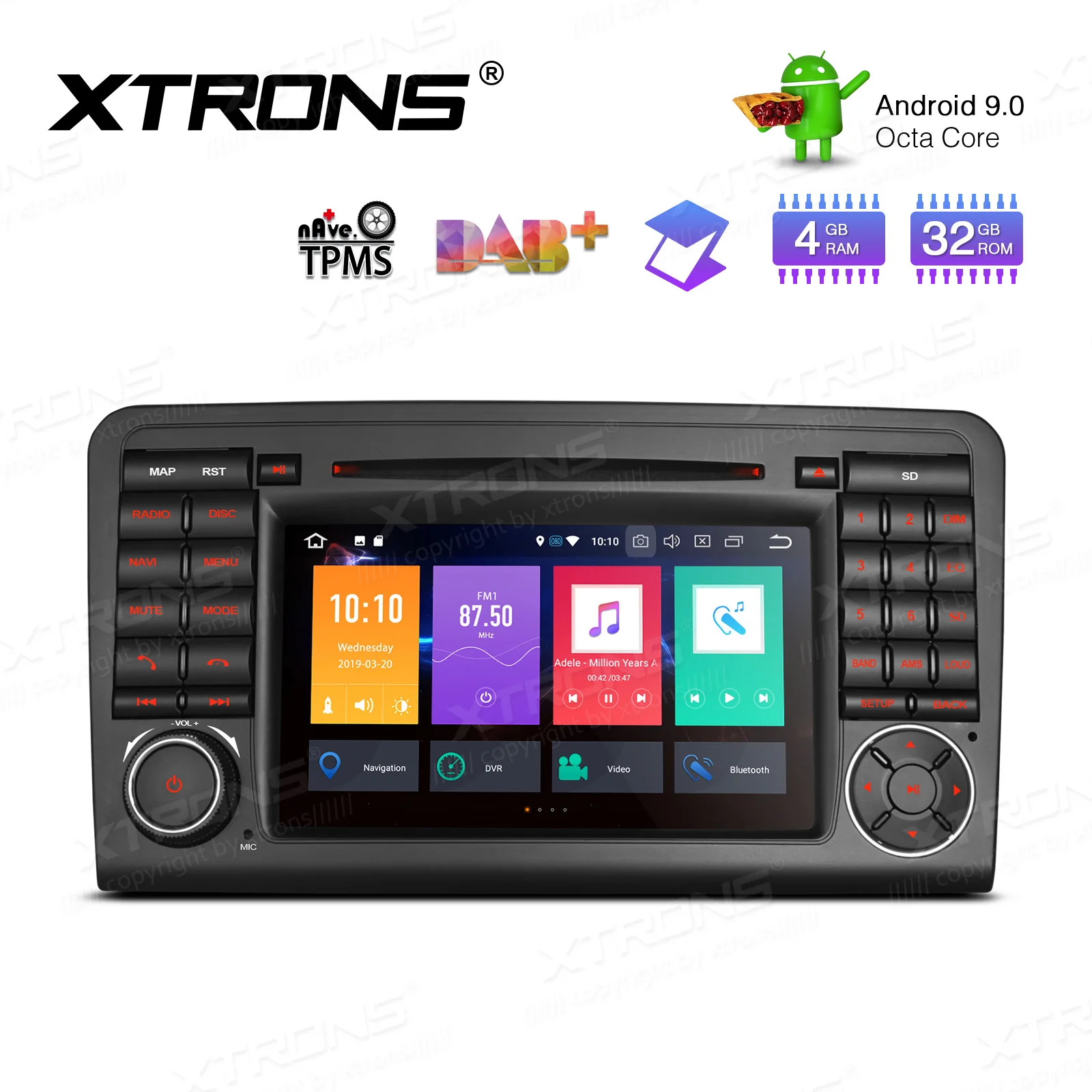 XTRONS 7 &quotHD Octa Core Android 8 0 автомобильный DVD плеер радио для Mercedes Benz ML класса W164 ML300 ML350