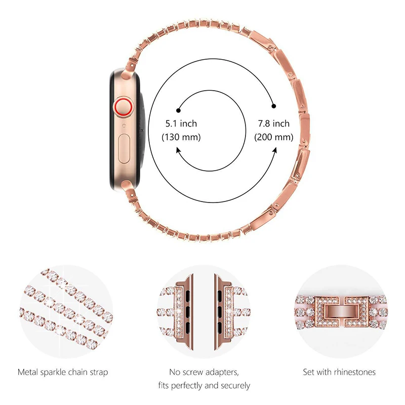 Для Apple Watch Band 42 мм 38 мм, 40 мм 44 мм рифленая нержавеющая сталь iWatch ремешок Замена для Apple Watch Series 1 2 3 4