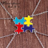 4pc personalized colorful matching puzzle piece necklace best friend necklace bridesmaid sister family jigsaw pendants necklaces