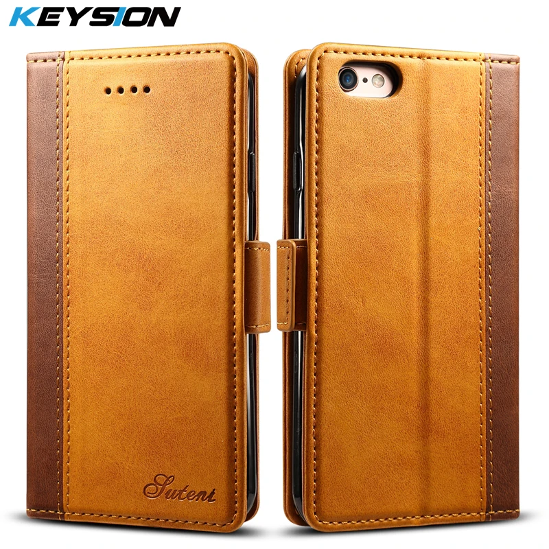 KEYSION винтажный Чехол-кошелек для iPhone 6 6s Plus TPU + PU кожаный чехол с отделением карт