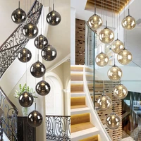 xl 1 5m glass ball pendant lights for staircase black ball lamp spiral pendant lamp g4 stair led lustre hotel stairwell lamparas