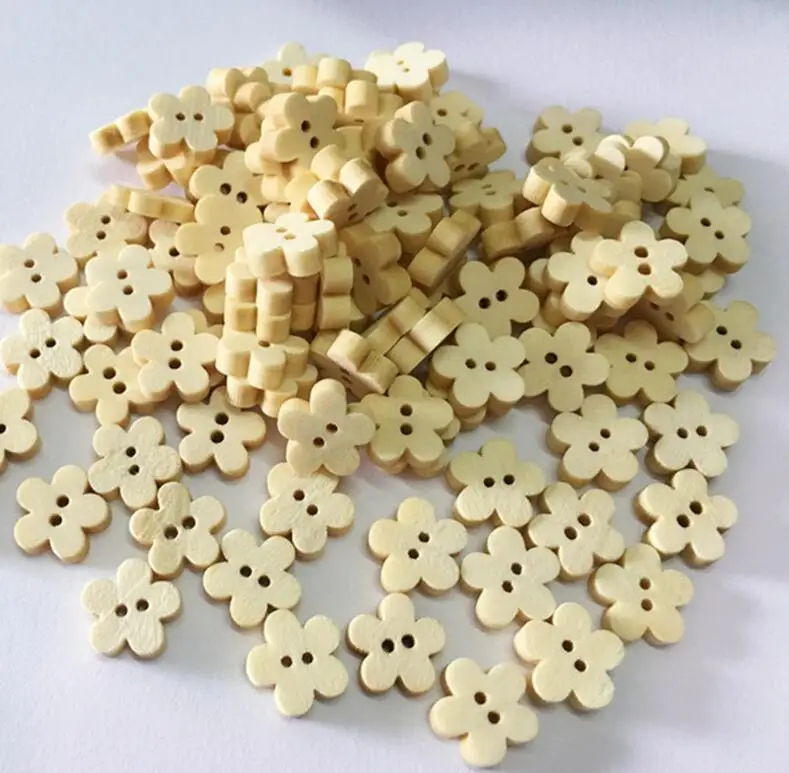 100 шт./лот цветочные плоские деревянные пуговицы с 2 отверстиями для шитья