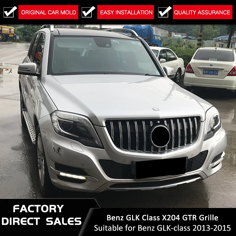 X204 GT GTR стильная Решетка переднего бампера для Mercedes GLK X204 2012- SUV GLK250 GLK300 GLK350 черная/Серебристая решетка