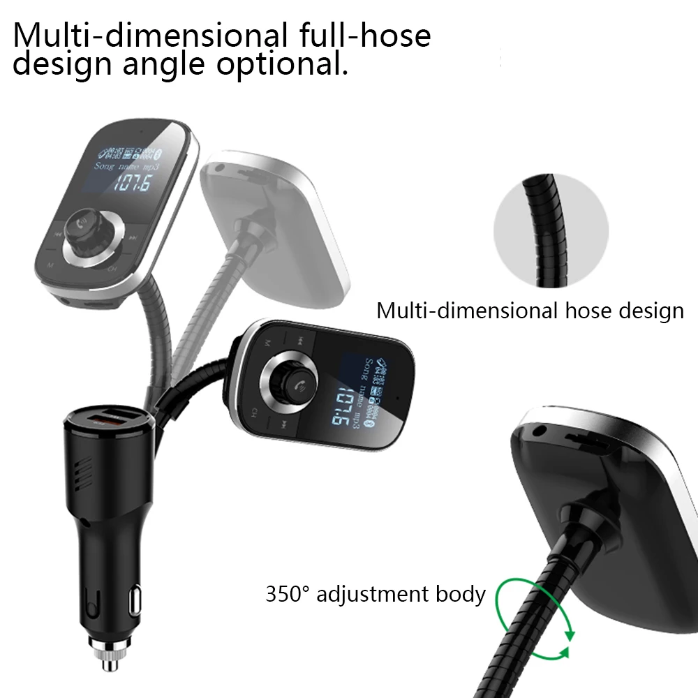 1,5 ''Bluetooth передатчик автомобильный MP3 Qc3.0 Bluetooth Автомобильный Bluetooth плеер аудио FM передатчик с AUX сигаретное зарядное устройство HY90