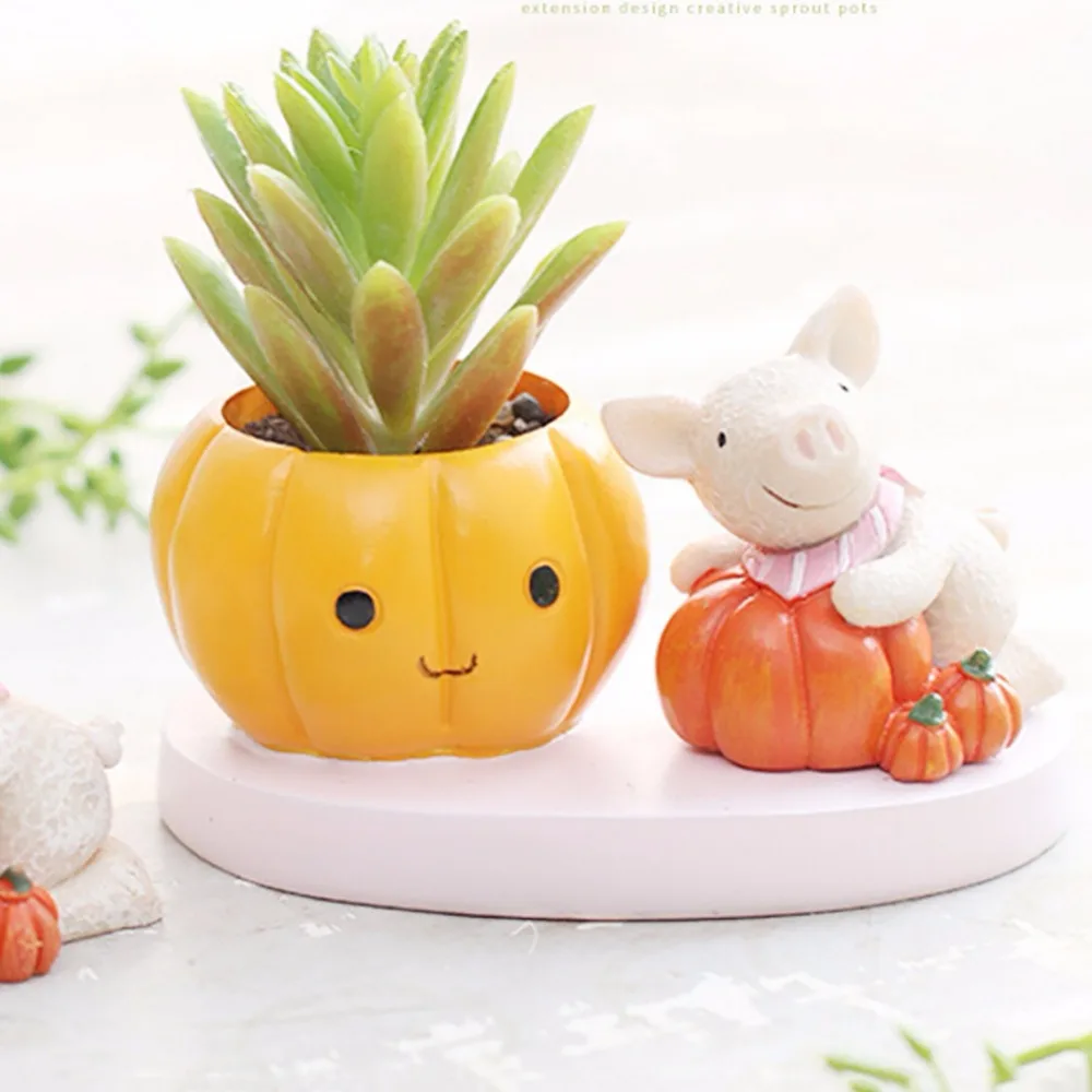 Mini Succulent Plants Pot Animals Resin Flowerpots Planters Desk Flower Home Decor Macetas Plateau Flowerpo | Дом и сад