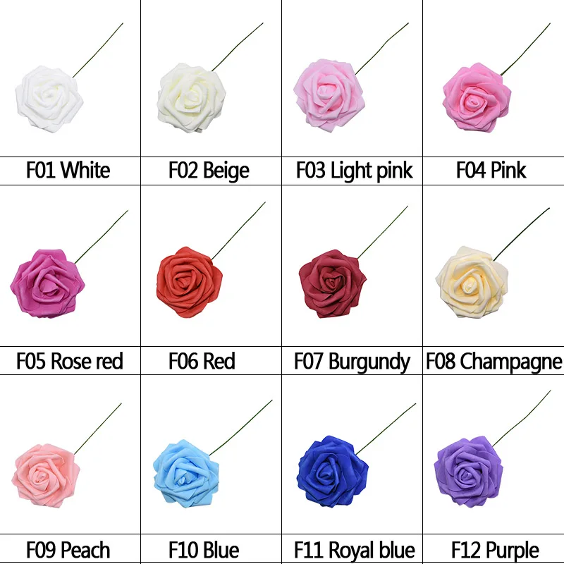 

5Pcs 10cm Artificial Flower PE Foam Rose with Stem Wedding Home Decoration Bride Bouquet DIY Scrapbooking Fake Flower Supplies
