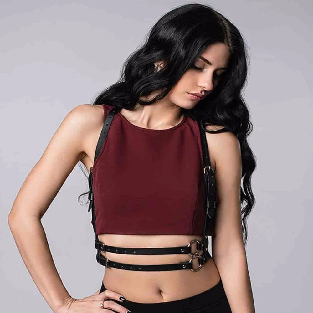 Женская сексуальная портупея 100% кожаная ручной работы бондажный бюстгальтер