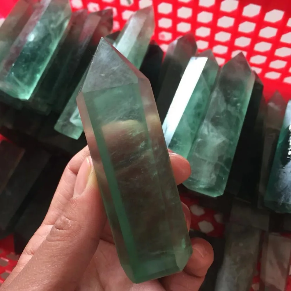 

Около 70 мм 100% натуральный минеральный зеленый флюоритовая, Хрустальная драгоценный камень палочка медитация рейки исцеляющий Кристалл Кам...