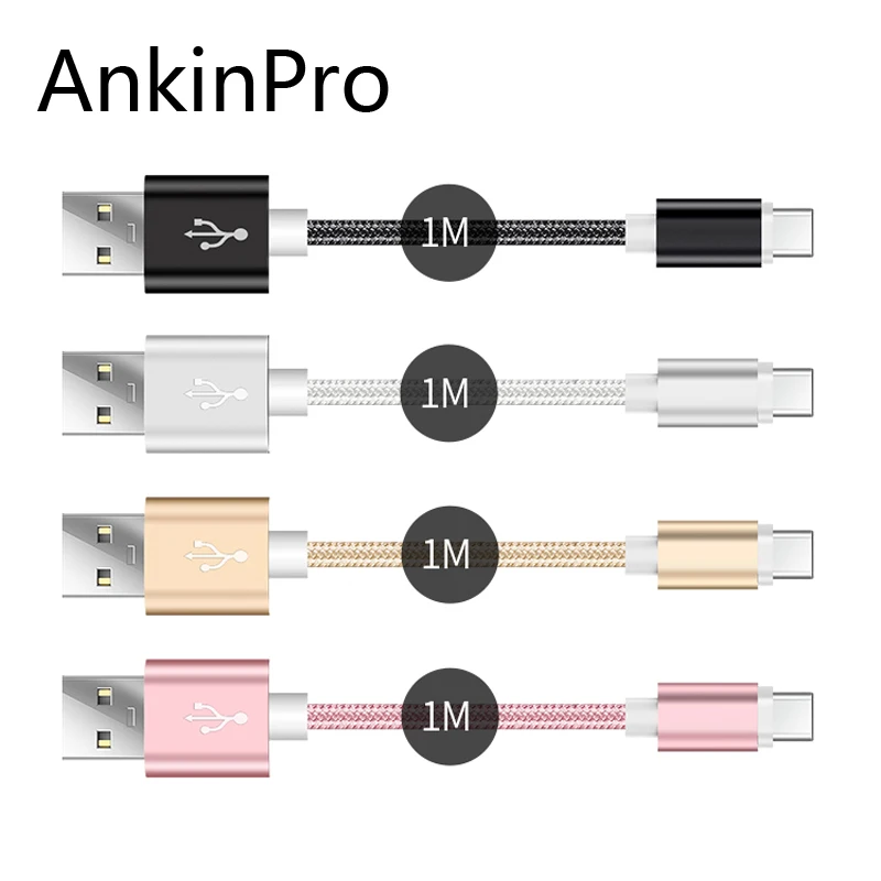 Кабель AnkinPro type C для samsung XiaoMi HUAWEI 5 V/2.1A быстрое зарядное устройство Дата