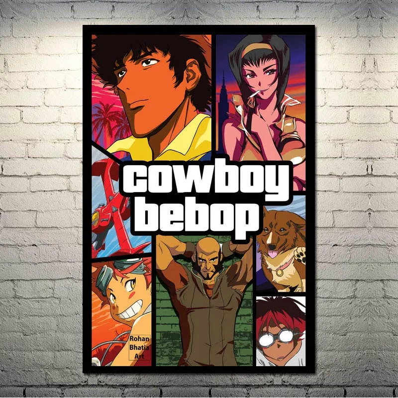 picture 6 Ковбой Bebop японское аниме искусство шелк Холст плакат 13x20 24x36 дюймов настенные панно-002 - Цвет: picture 6